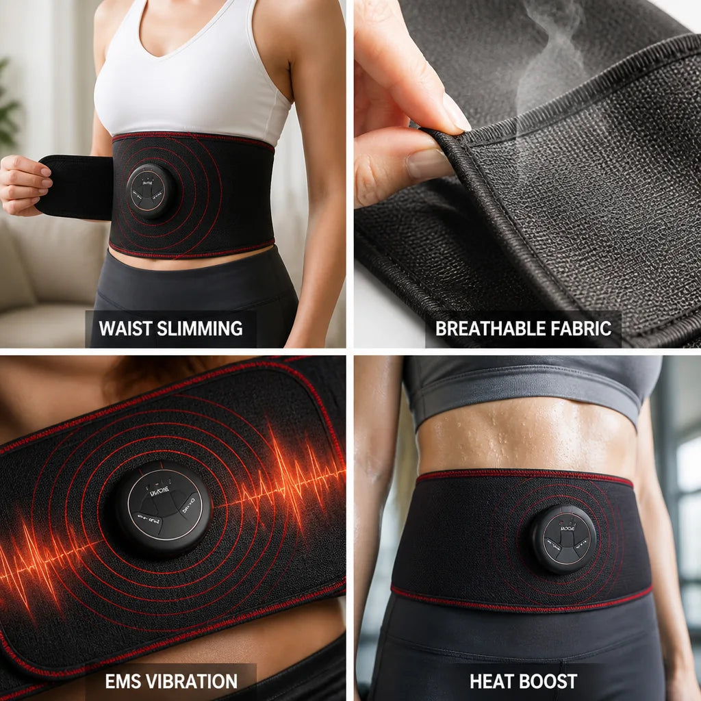Waist Slimming Belt Heating & EMS Vibration Breathable Fabric