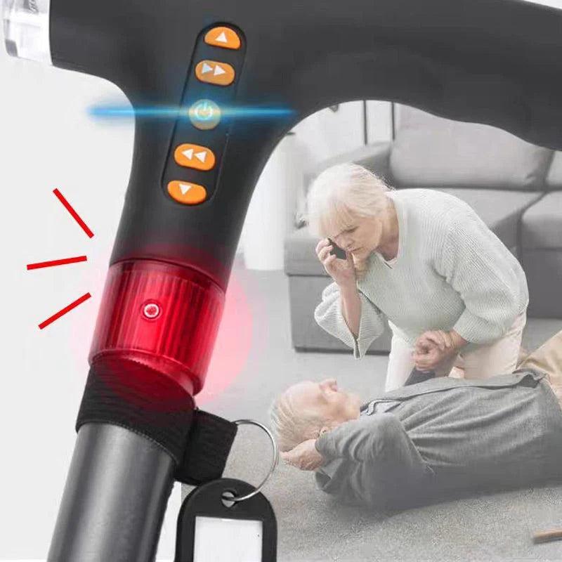 Walking Stick Adjustable Collapsible Aluminum Built-In LED & Radio