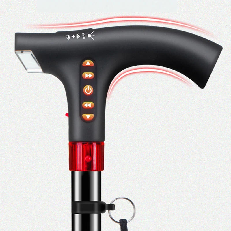 Walking Stick Adjustable Collapsible Aluminum Built-In LED & Radio