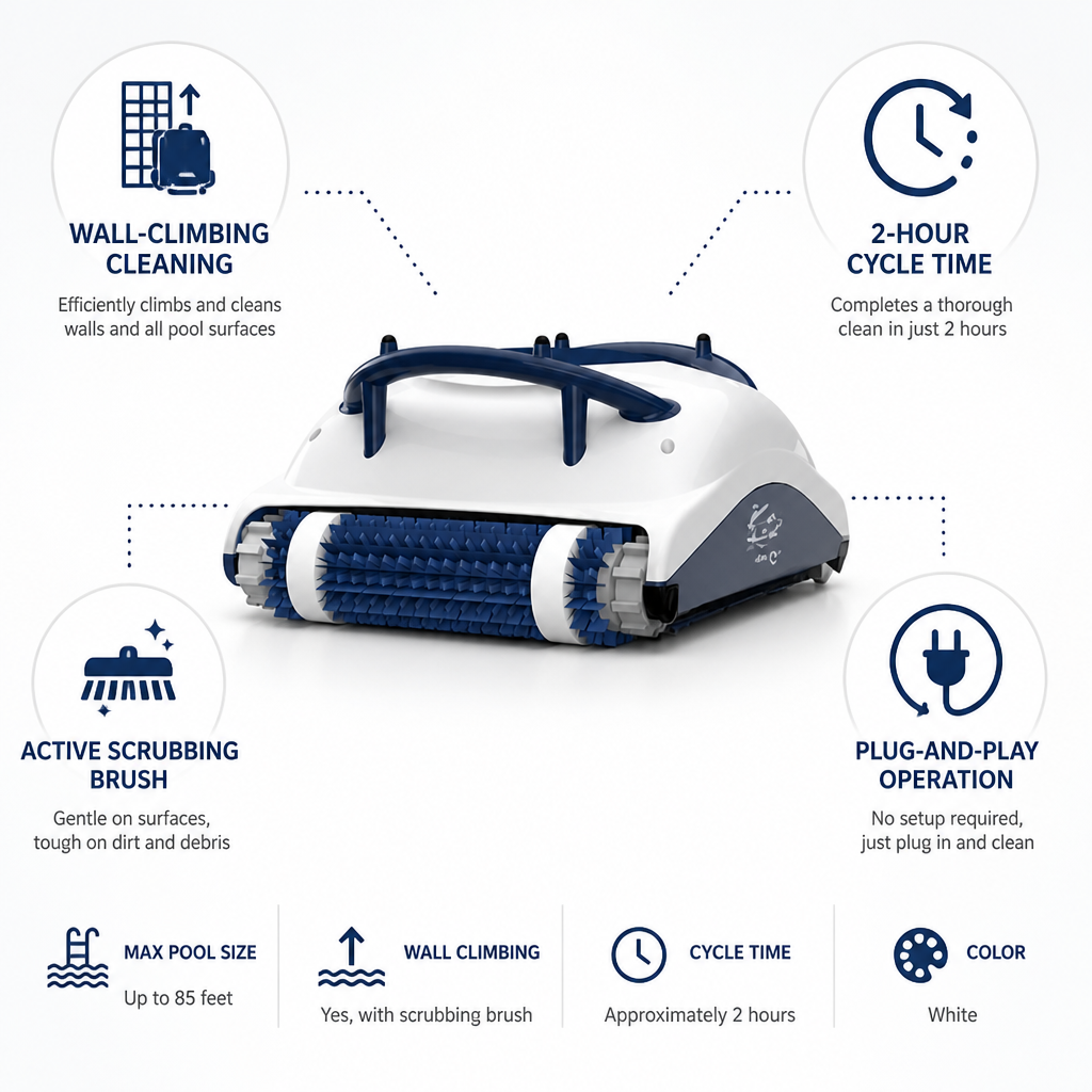 Wall-Climbing Scrubbing Robotic Pool Vacuum Cleaner (Up to 26 ft)