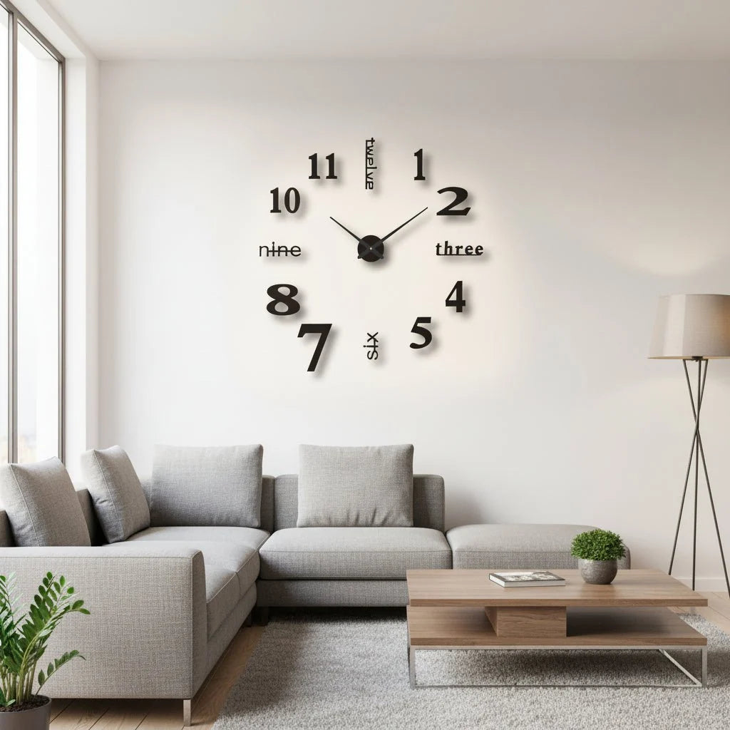 Wall Clock 3D Acrylic Silent Quartz Movement