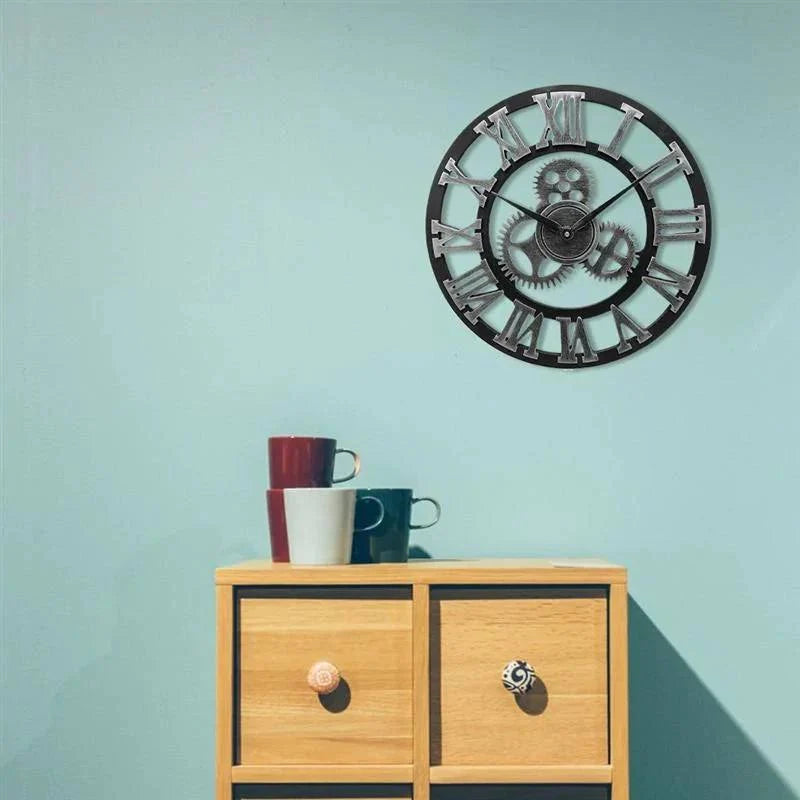 Wall Clock Industrial Mechanical Easy-To-Read Dial