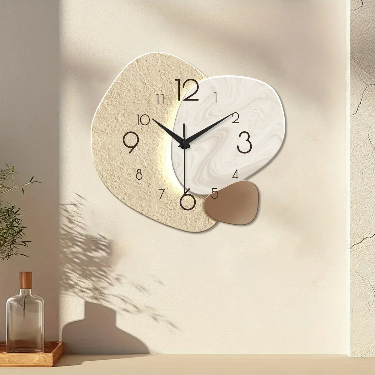 Wall Clock Matte Stone-Textured Face & Silent Sweep