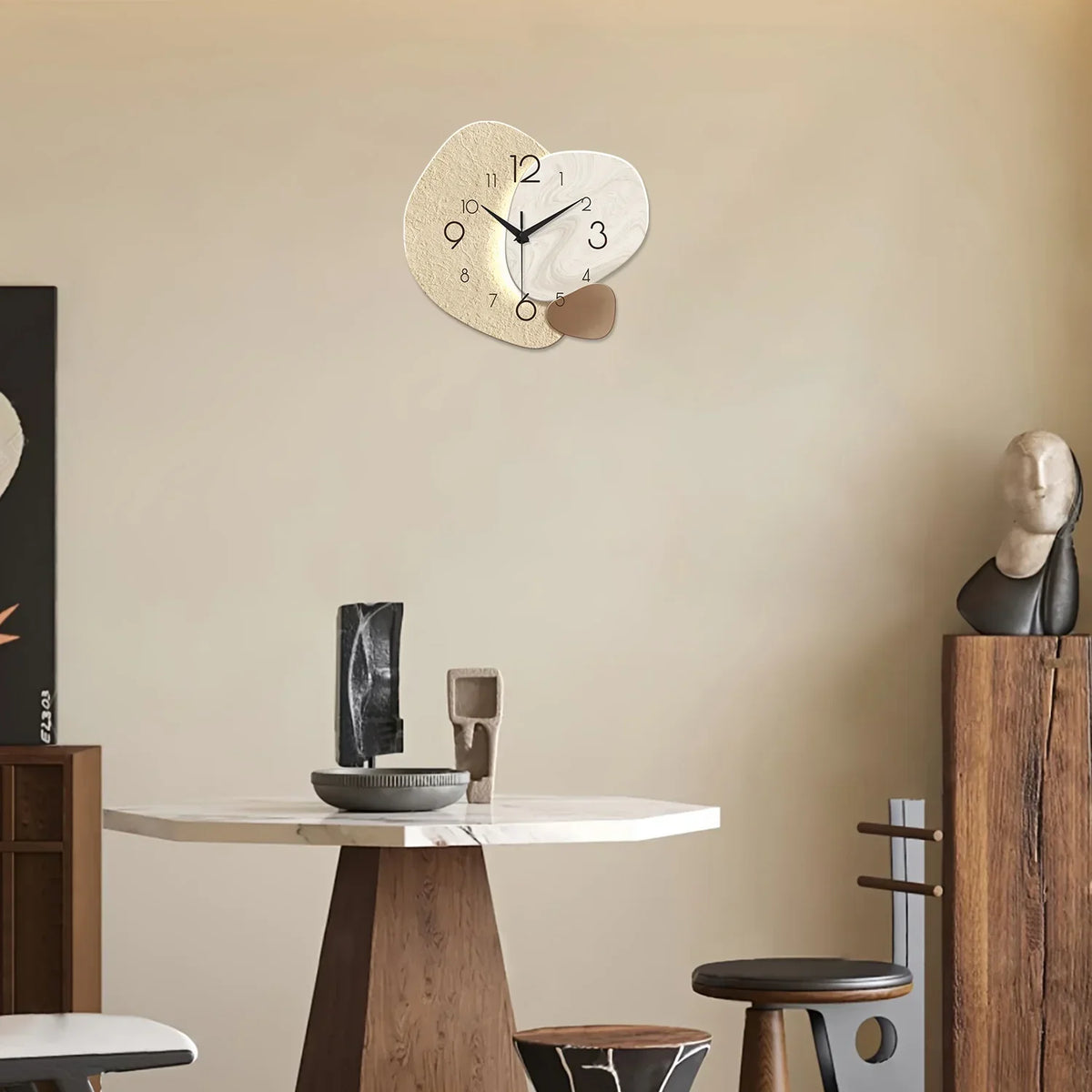 Wall Clock Matte Stone-Textured Face & Silent Sweep