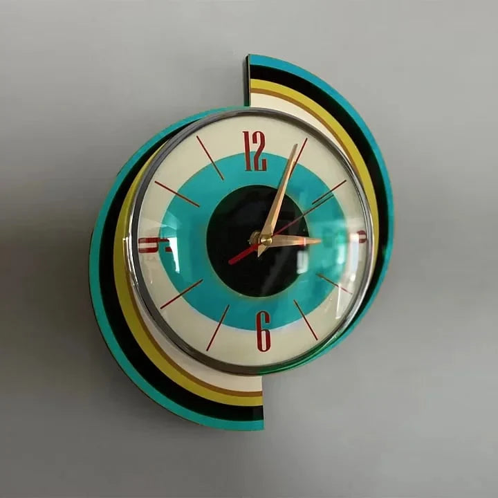 Wall Clock Mid-Century Sunburst Silent Movement