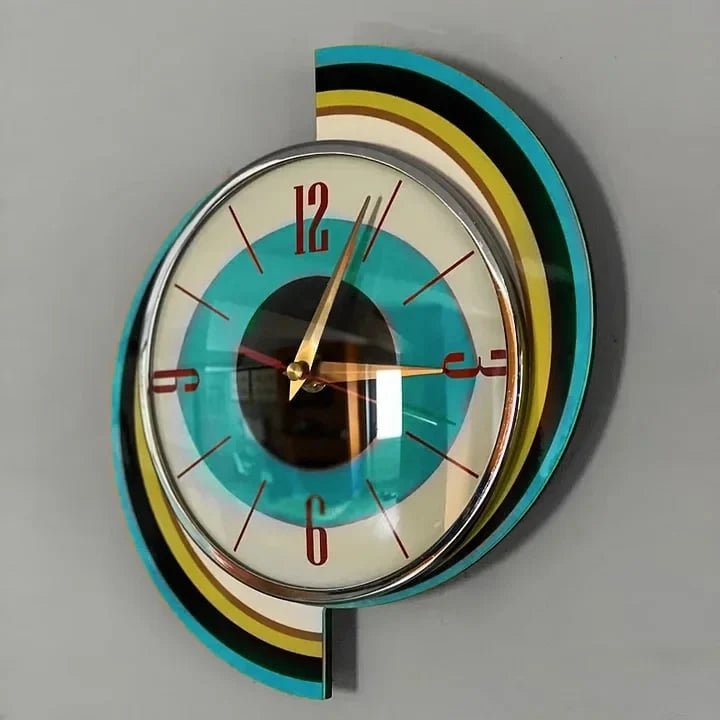 Wall Clock Mid-Century Sunburst Silent Movement