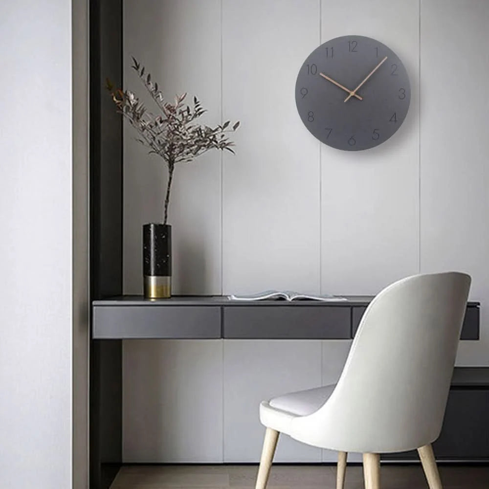 Wall Clock Silent Non-Ticking Movement Walnut Wood Hands