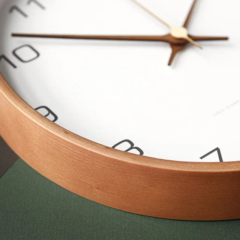 Wall Clock Wood & Glass Scandinavian Style