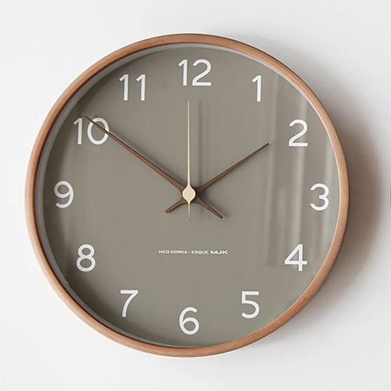 Wall Clock Wood & Glass Scandinavian Style