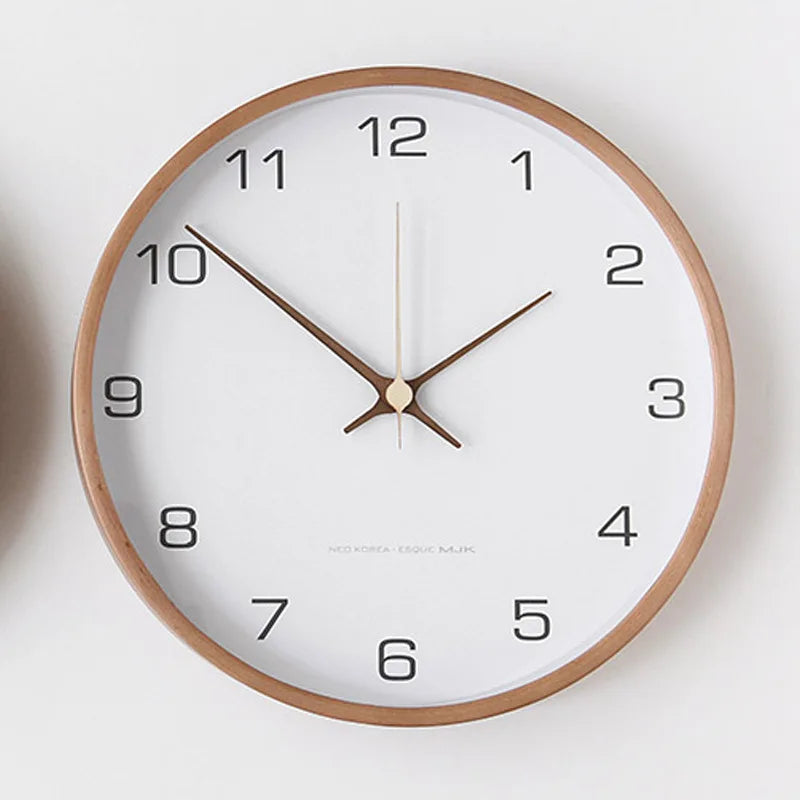 Wall Clock Wood & Glass Scandinavian Style