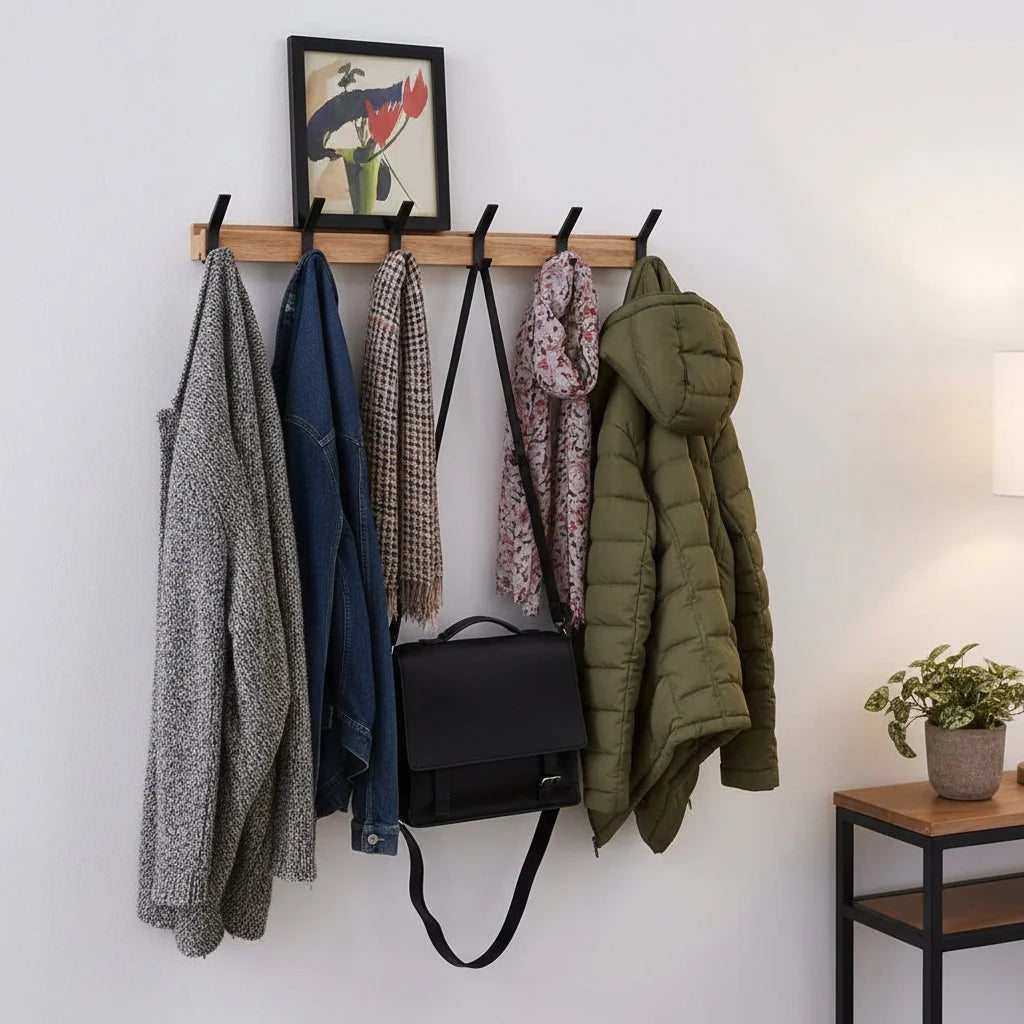 Wall Coat Rack Scandinavian Wall-Mounted Generous Hook Spacing