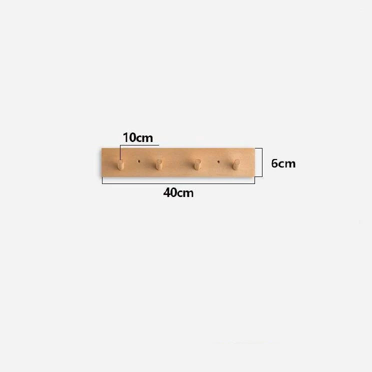 Wall Coat Rack Solid Wood Round Peg Hooks