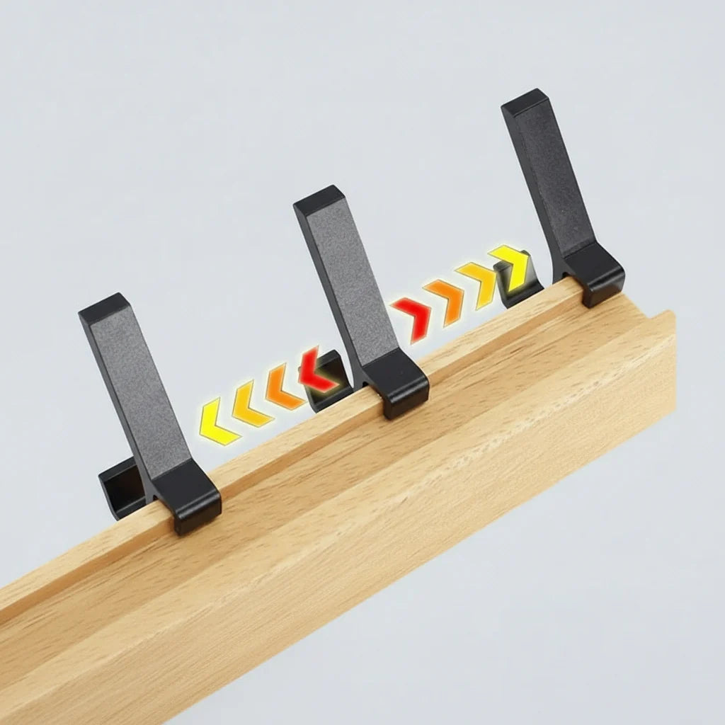 Wall Hook Adjustable Rubberwood & Aluminum