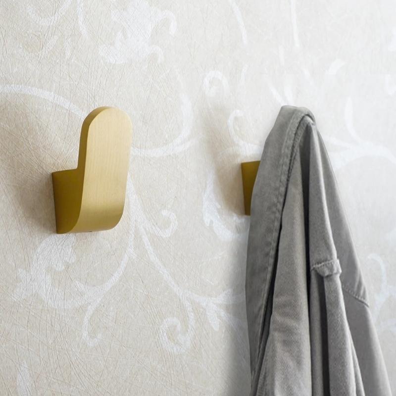 Wall Hook Brass Gold-Finish Space-Saving