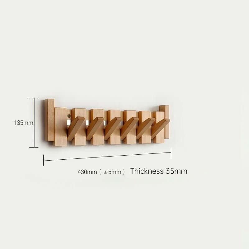 Wall Hook Foldable Natural Wood Space-Saving Storage