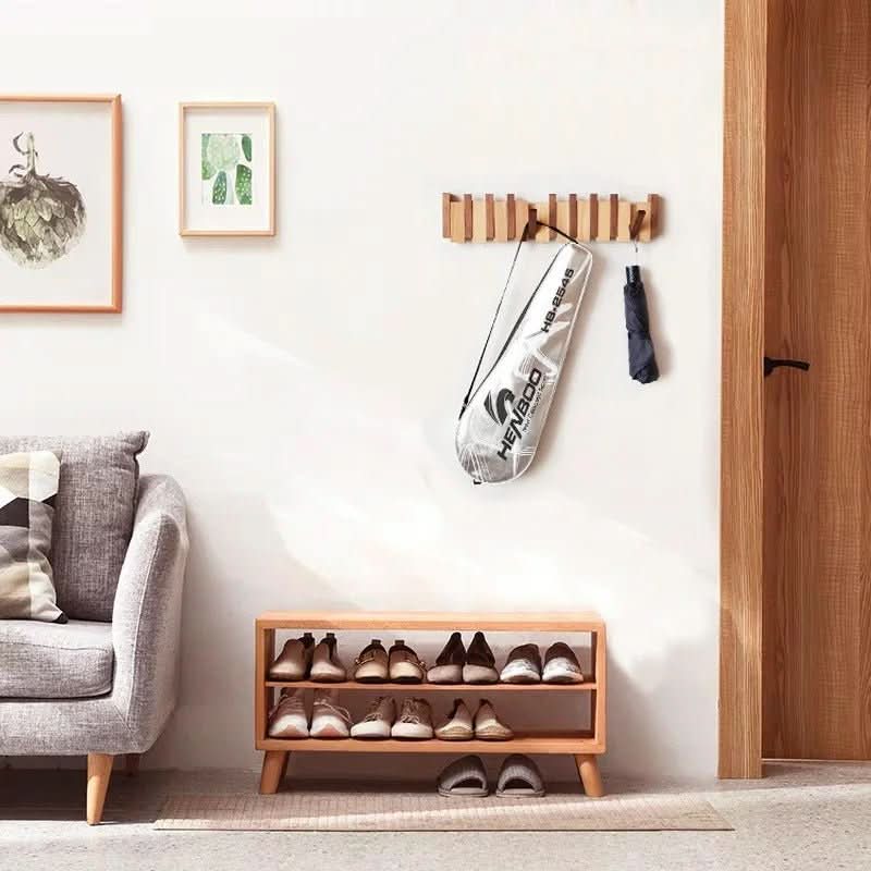 Wall Hook Foldable Natural Wood Space-Saving Storage