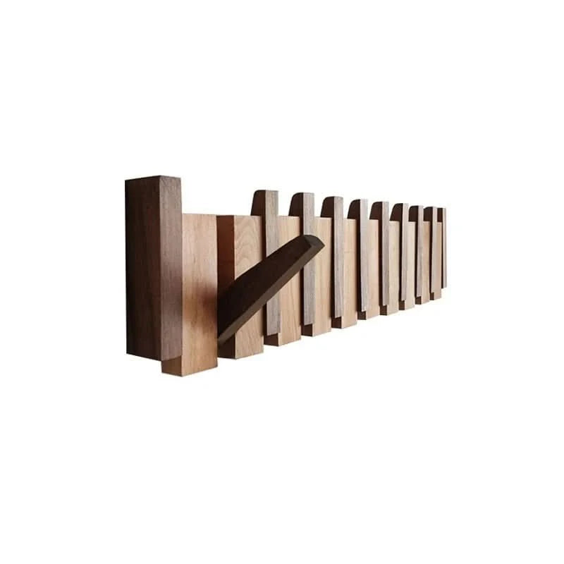Wall Hook Foldable Natural Wood Space-Saving Storage