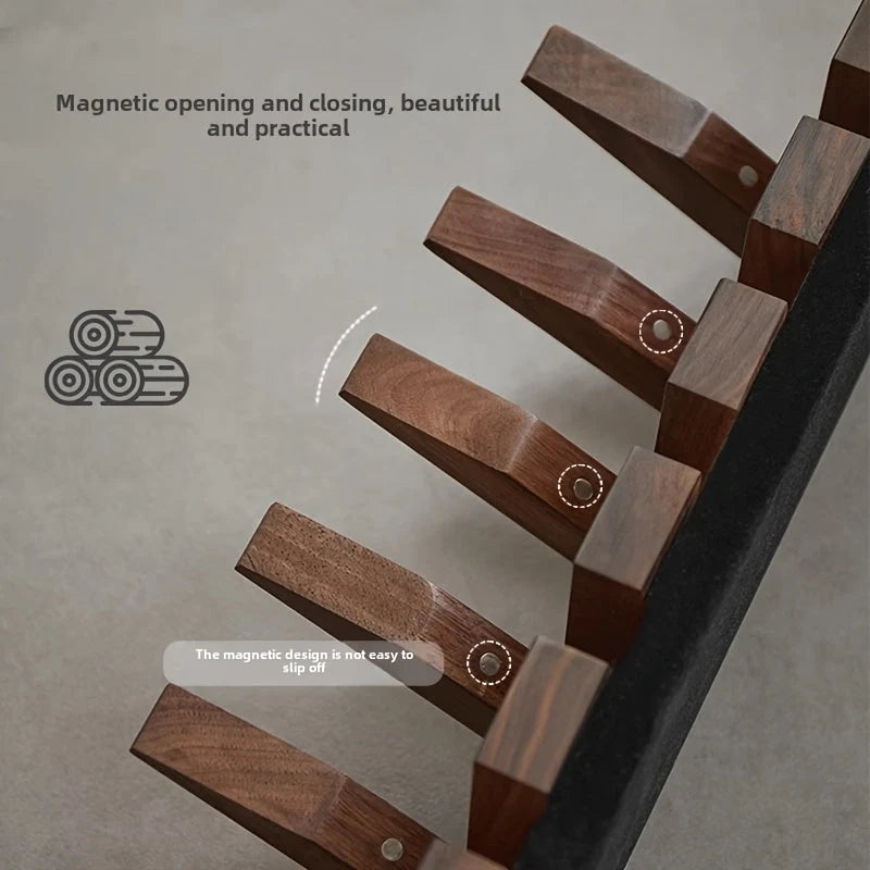 Wall Hook Rack Fold-Flat Solid Timber 6 Hooks