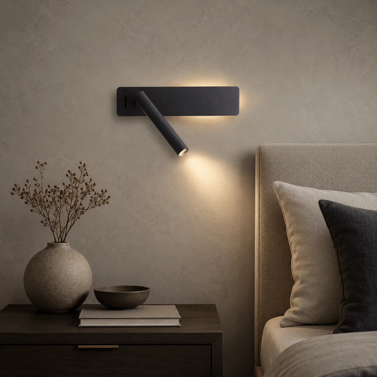 Wall Lamp 360° Swivel Head Adjustable Brightness Warm & Cool LED Light