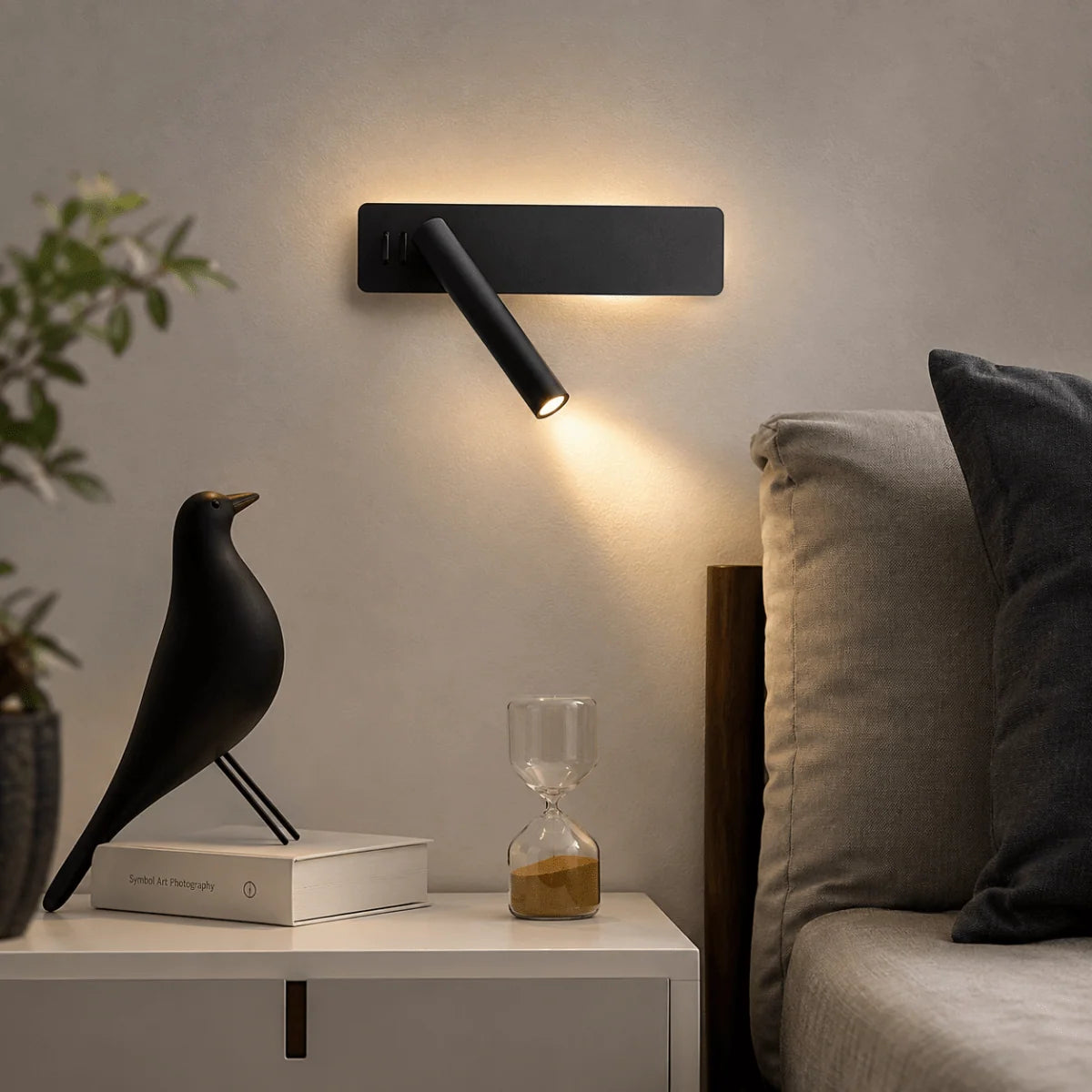Wall Lamp 360° Swivel Head Adjustable Brightness Warm & Cool LED Light