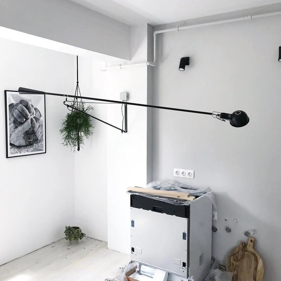 Wall Lamp Adjustable Swing Arm Cast Iron Counterweight