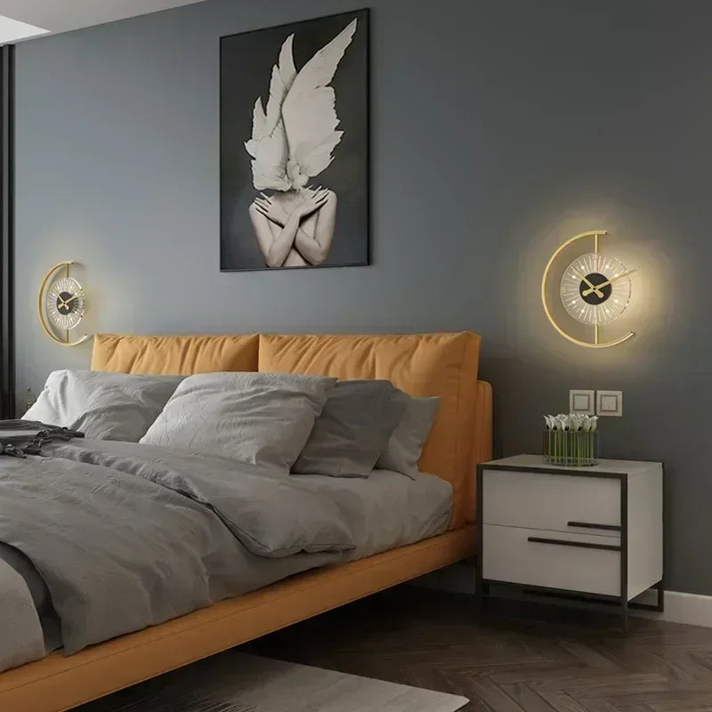 Wall Lamp Clock Integrated LED & Silent Movement