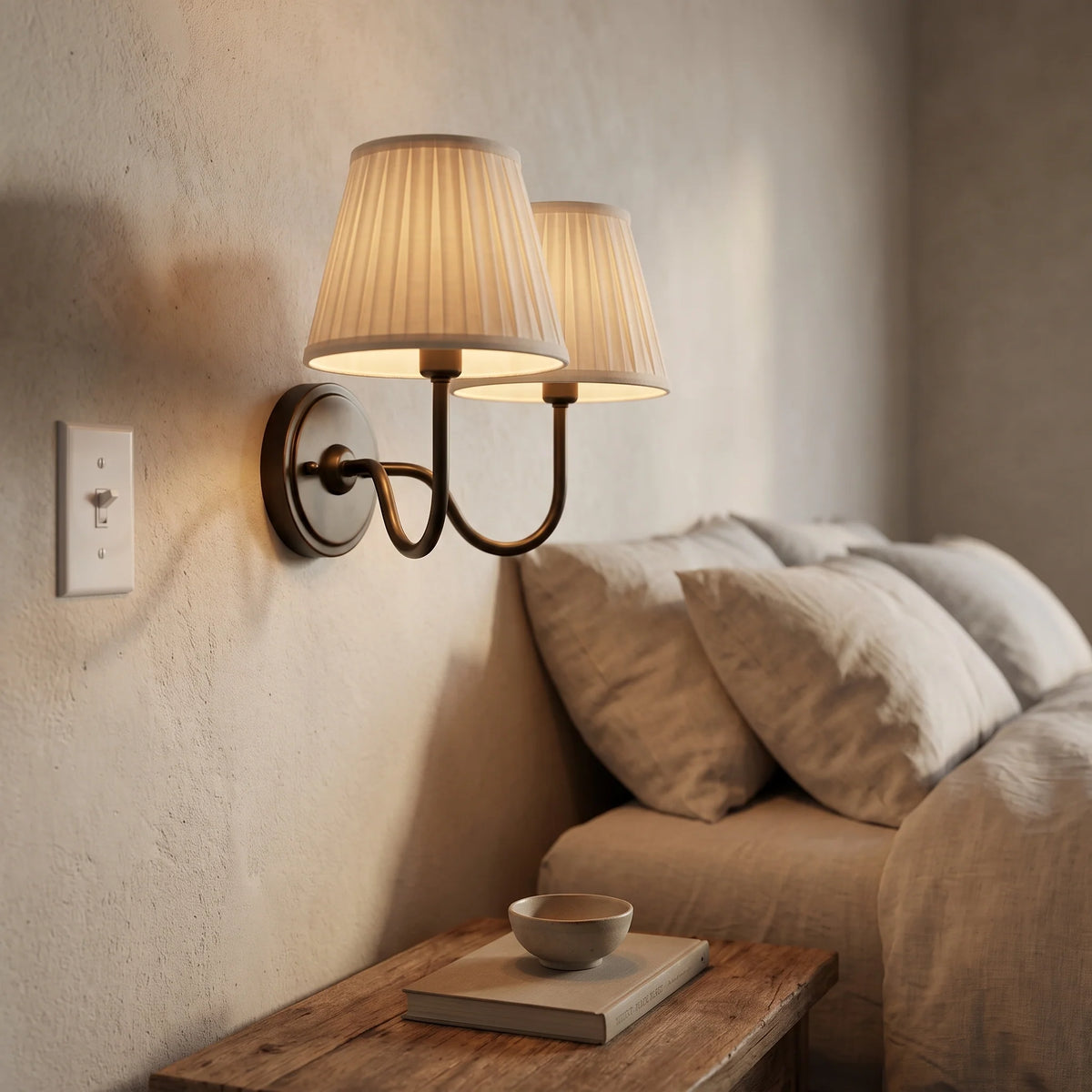 Wall Lamp Dimmable Fabric Shade Hardwired Installation