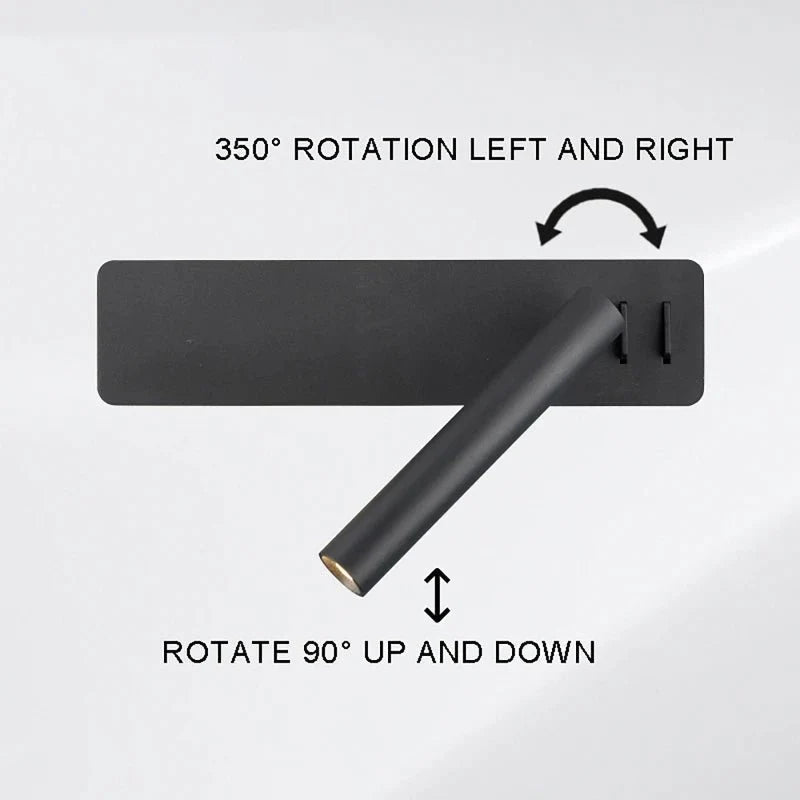 Wall Lamp Rotating Head Adjustable Brightness Warm & Cool LED