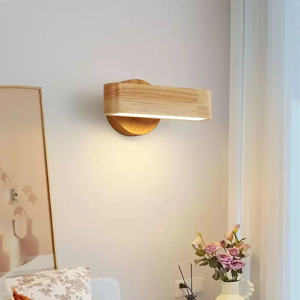 Wall Lamp Rotating Solid Wood & Aluminium Tricolour LED