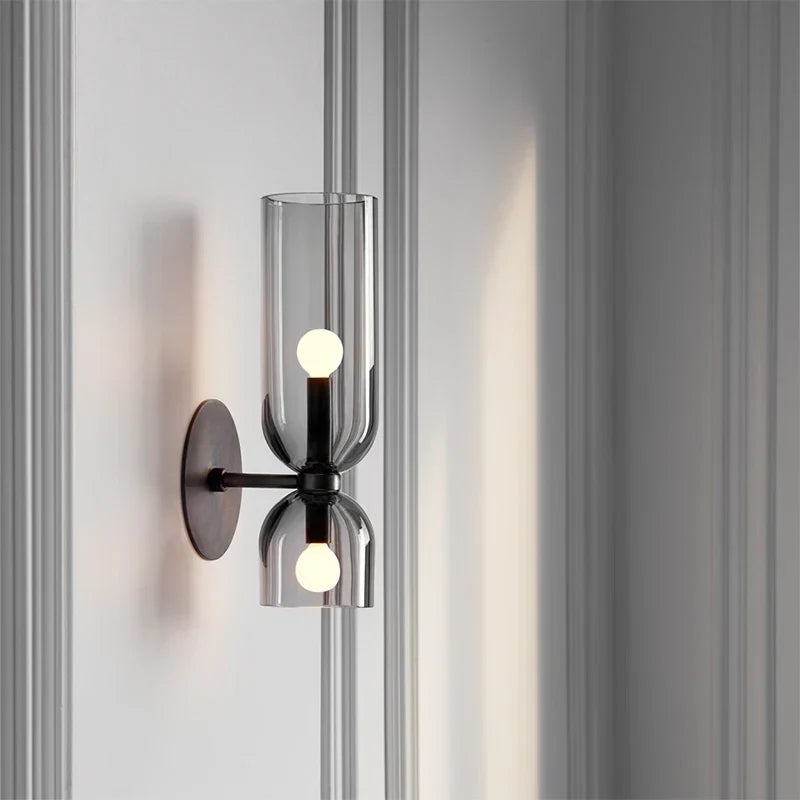 Wall Lamp Smoked Glass Tube Shadow-Free Dual Mount