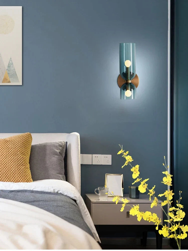 Wall Lamp Smoked Glass Tube Shadow-Free Dual Mount
