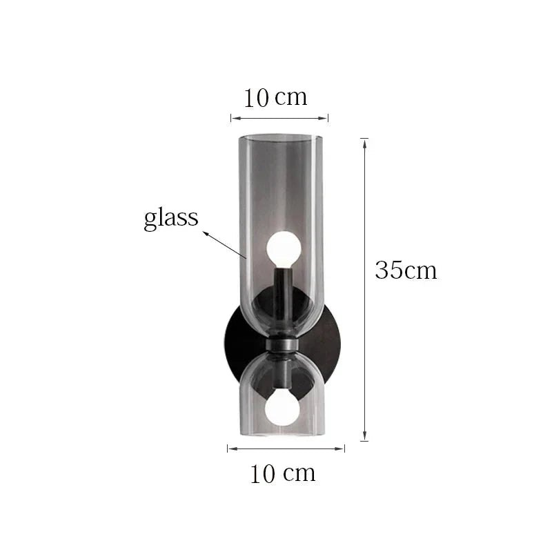 Wall Lamp Smoked Glass Tube Shadow-Free Dual Mount