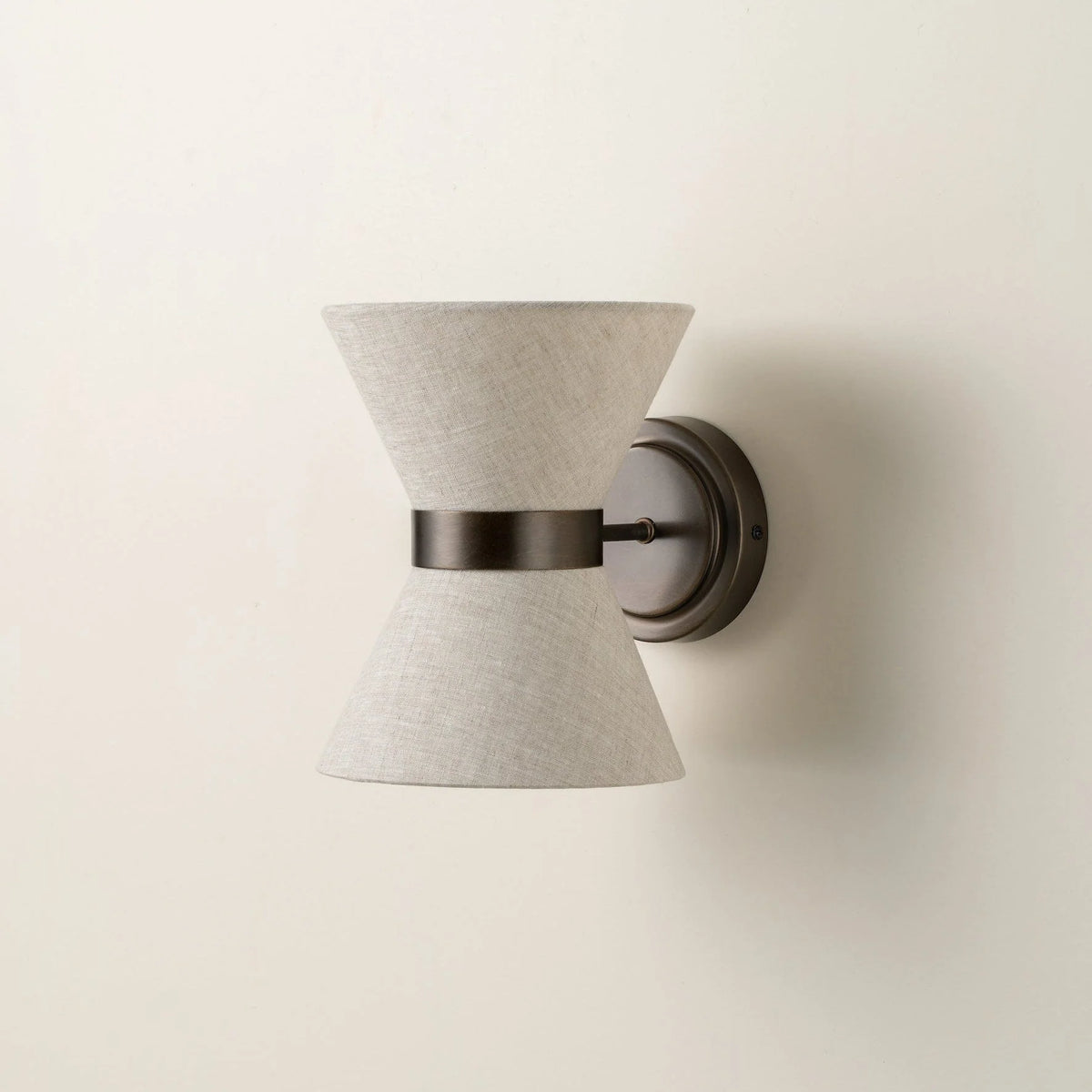 Wall Light Bronze Frame & Linen Shade Hardwired
