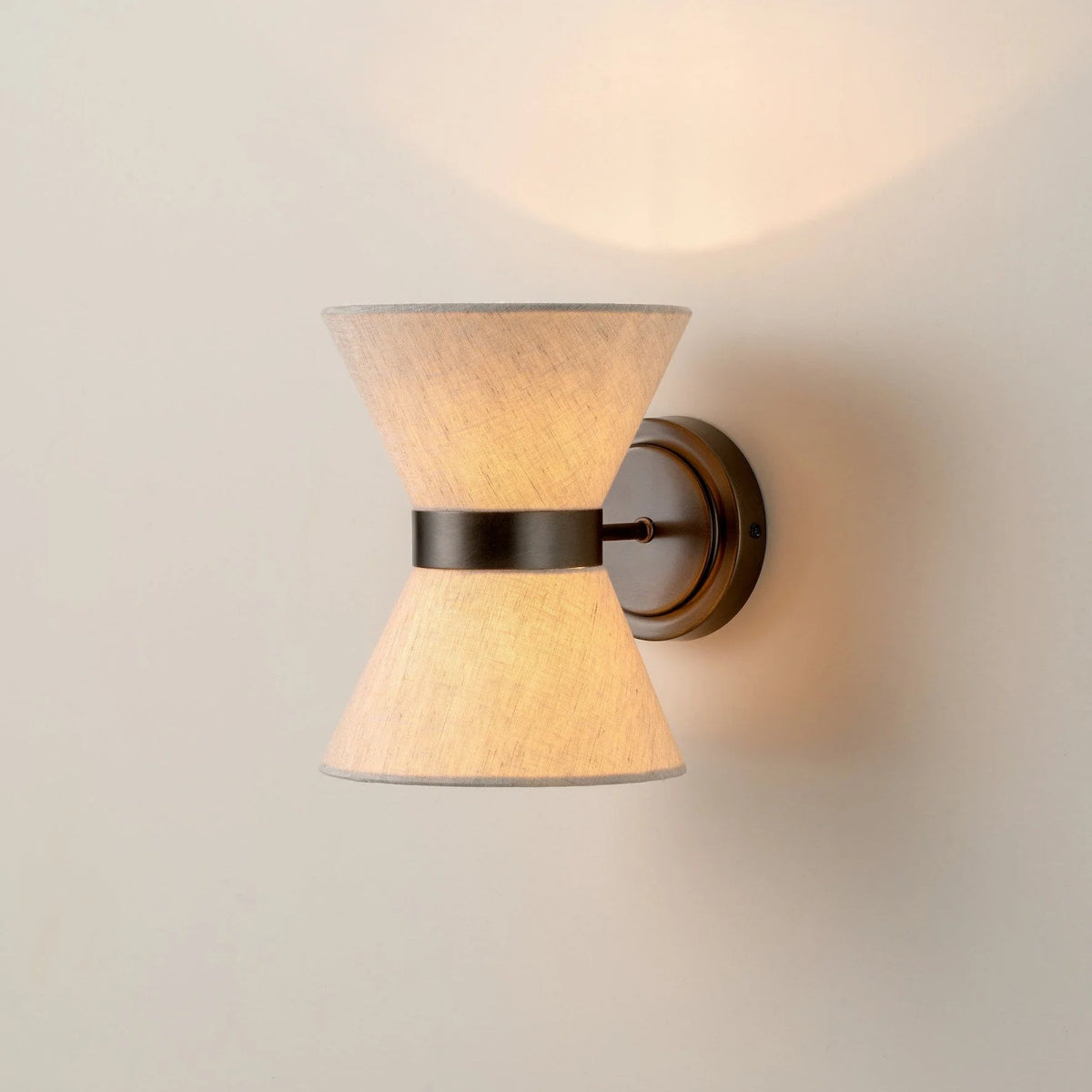 Wall Light Bronze Frame & Linen Shade Hardwired