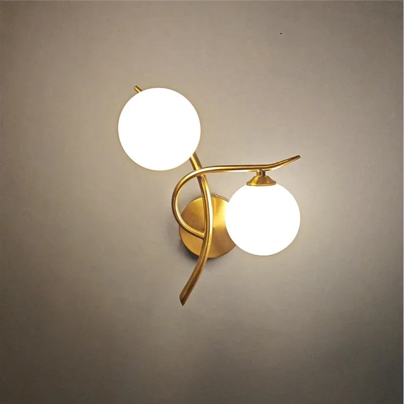 Wall Light Dual Opal Globes & Integrated LED