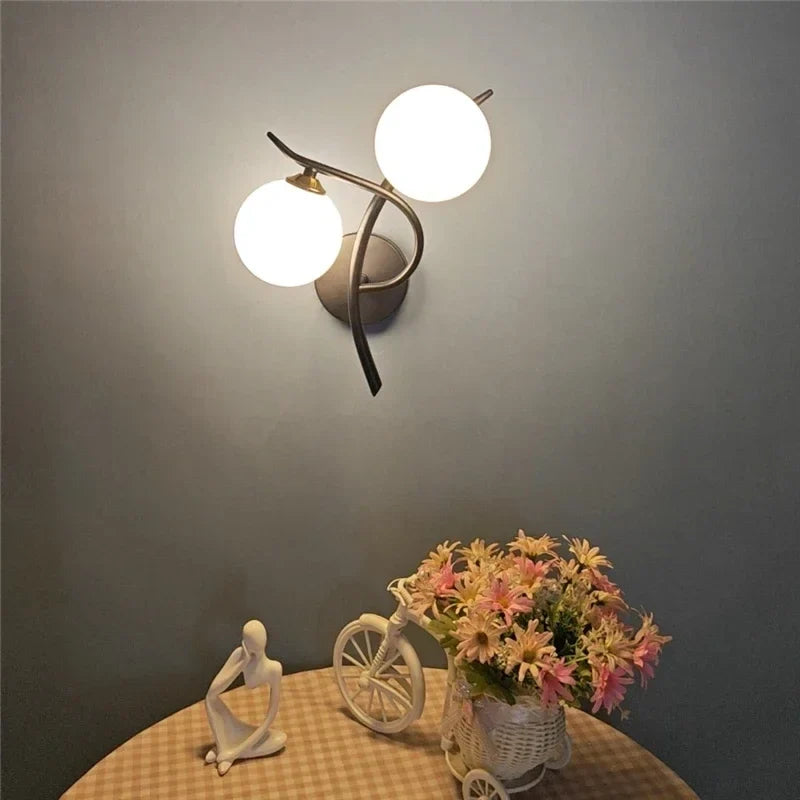 Wall Light Dual Opal Globes & Integrated LED