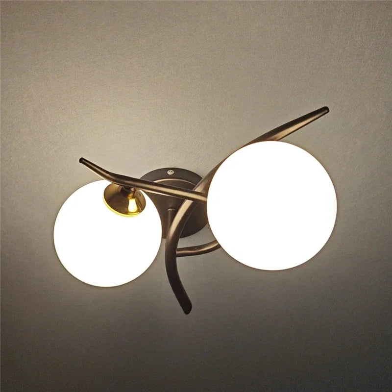Wall Light Dual Opal Globes & Integrated LED