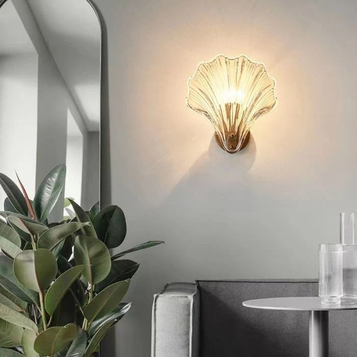 Wall Light Fluted Glass Shell Radiating Light