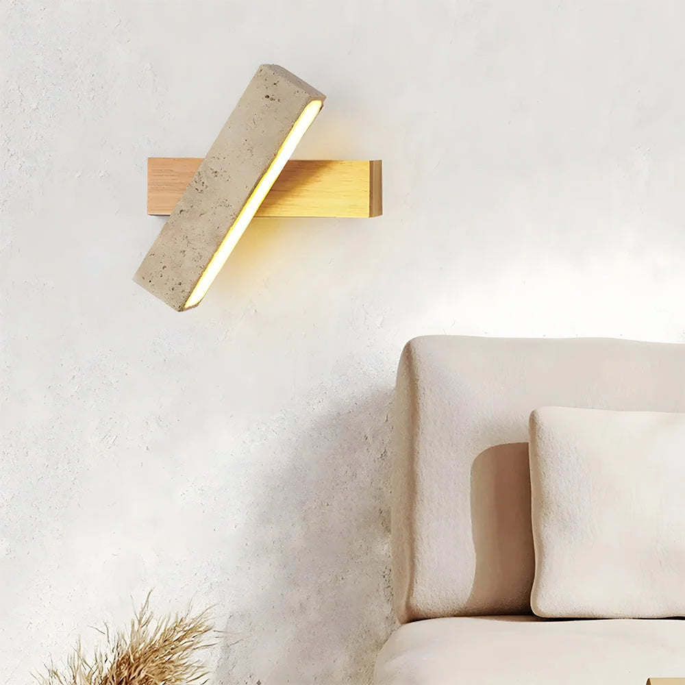 Wall Light Travertine Stone Walnut Mount