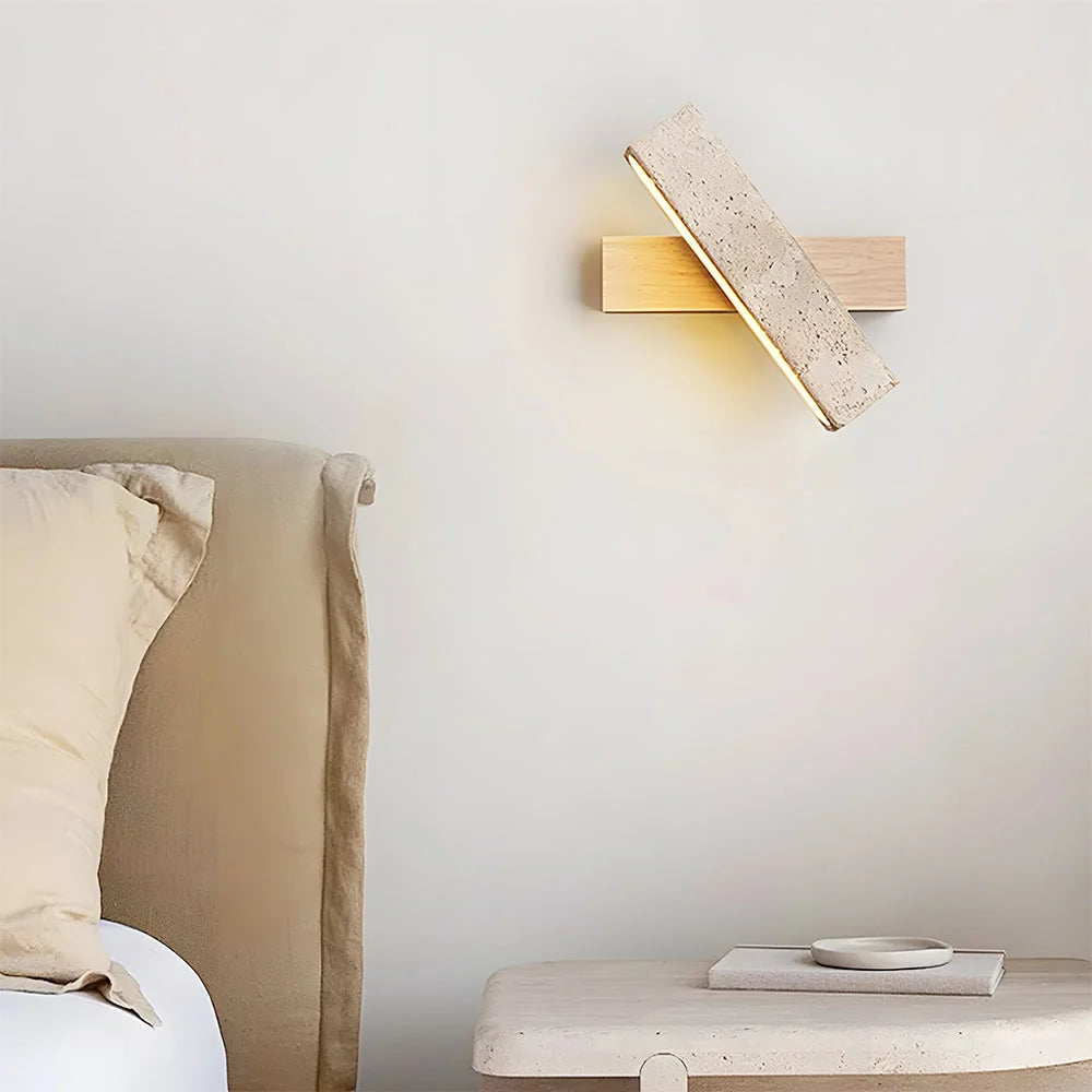 Wall Light Travertine Stone Walnut Mount