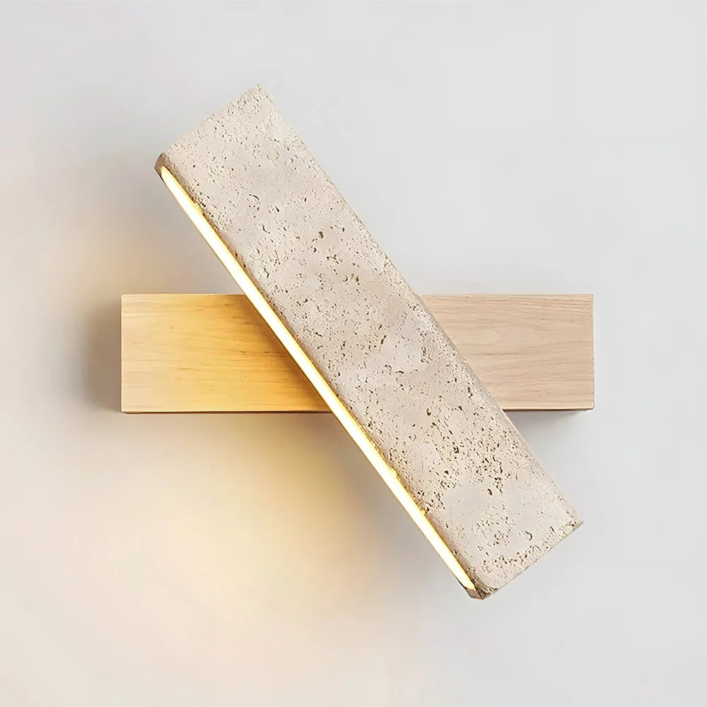 Wall Light Travertine Stone Walnut Mount