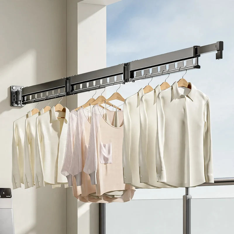 Wall-Mounted Clothes Drying Rack Foldable Aluminum Space-Saving