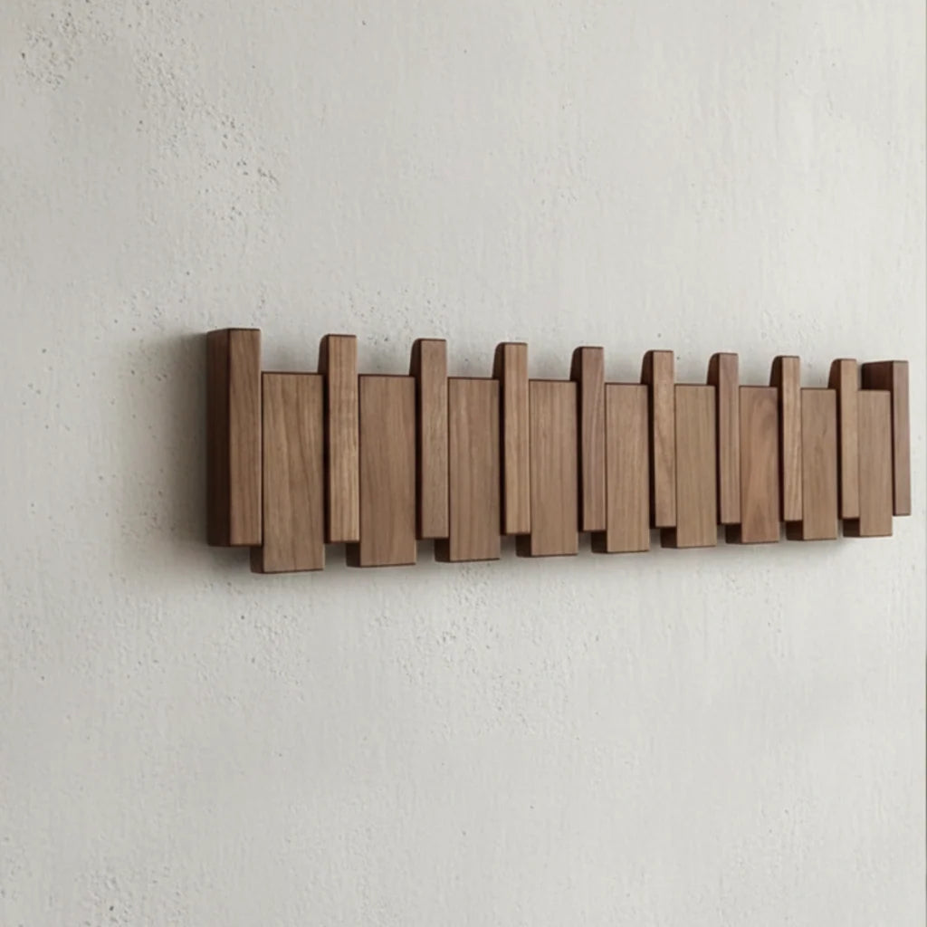 Wall-Mounted Coat Rack Solid Timber & Generously Spaced Hooks