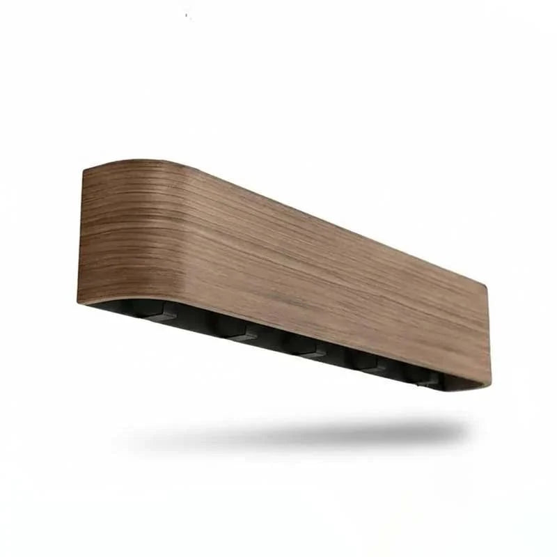 Wall-Mounted Coat Rack Solid Wood Shelf Concealed Hooks