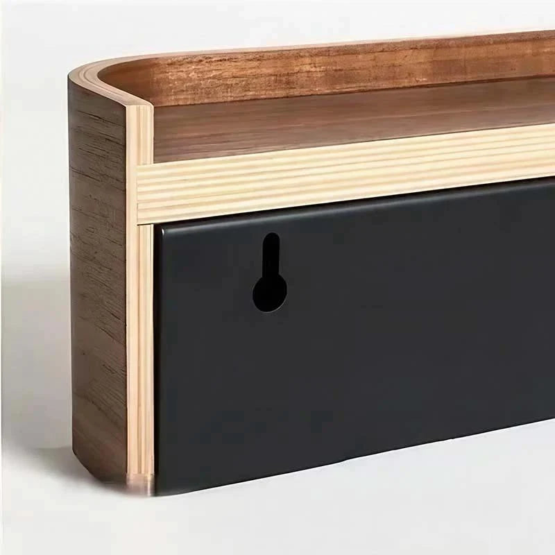Wall-Mounted Coat Rack Solid Wood Shelf Concealed Hooks