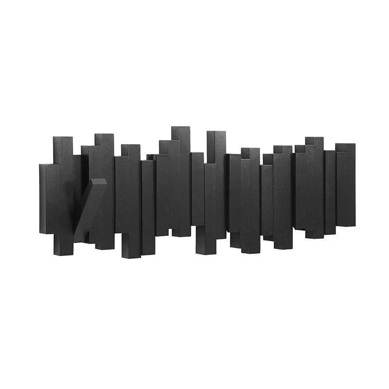 Wall-Mounted Coat Rack Wooden Foldable Hooks Space-Saving Storage