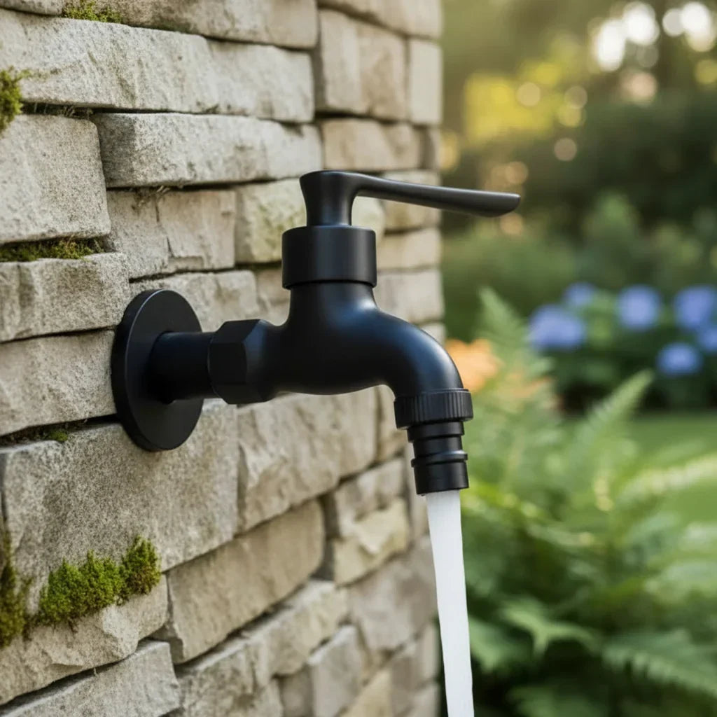 Wall-Mounted Faucet Solid Brass Matte Black G1/2 Connection