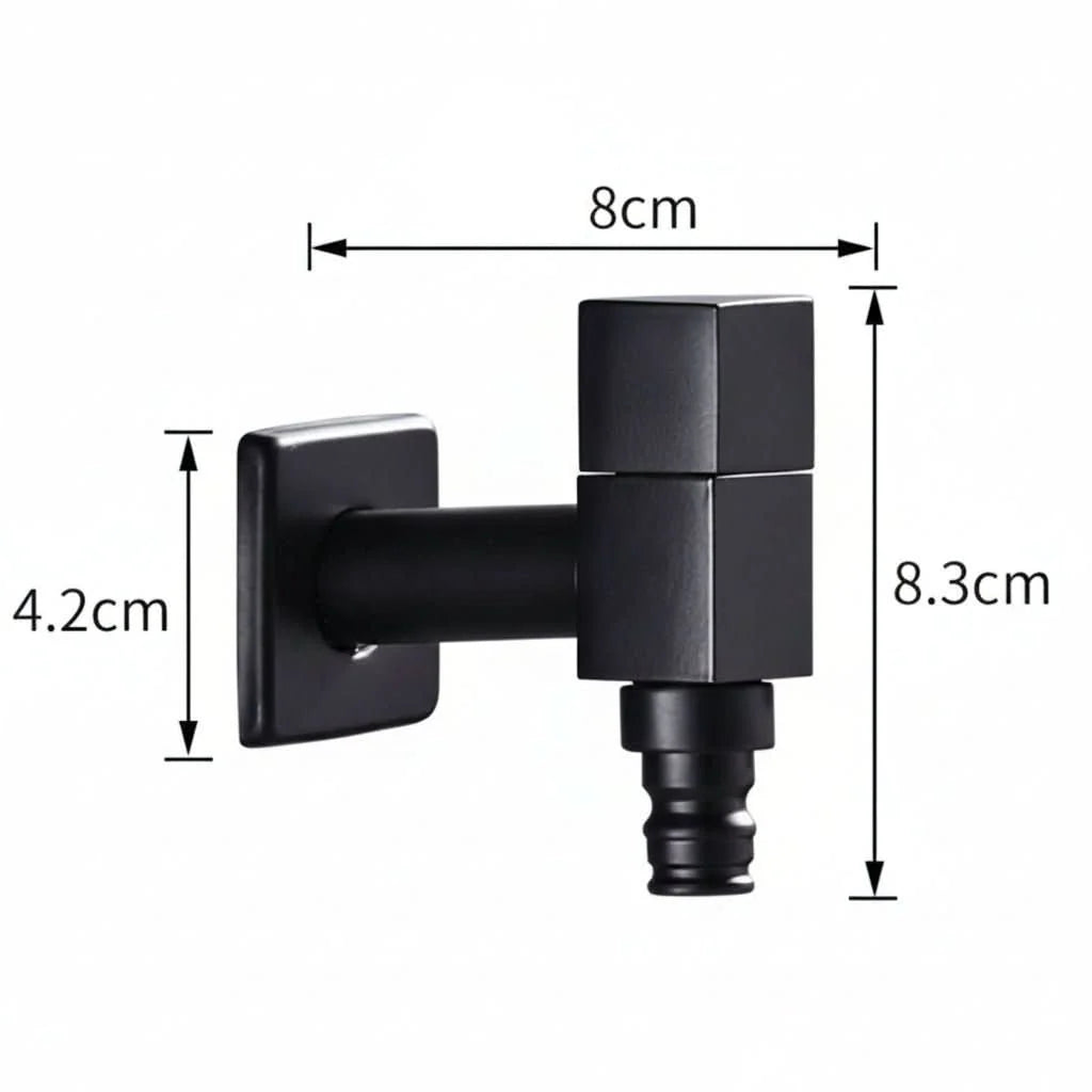 Wall-Mounted Faucet Solid Brass Matte Black Space-Saving