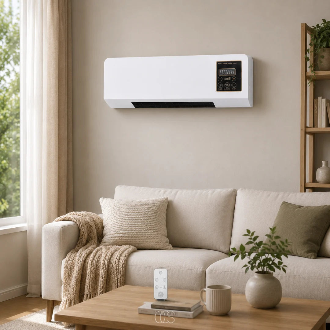 Wall-Mounted Heater & Fan 1800W Remote Control Timer