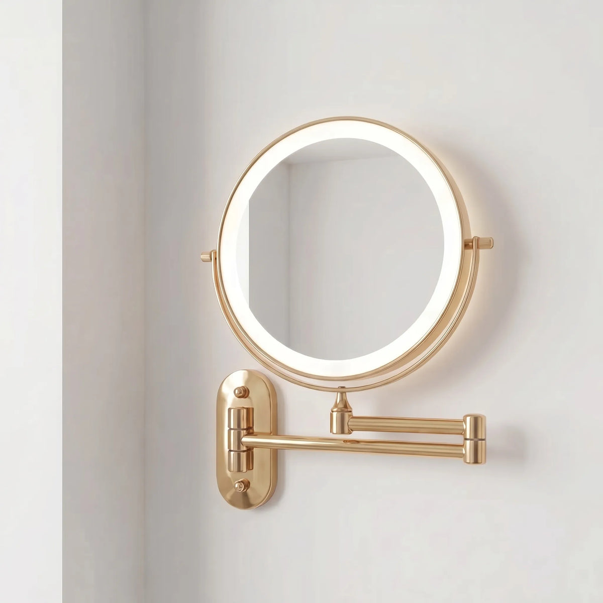 Wall-Mounted Makeup Mirror LED Magnifying Swivel Arm